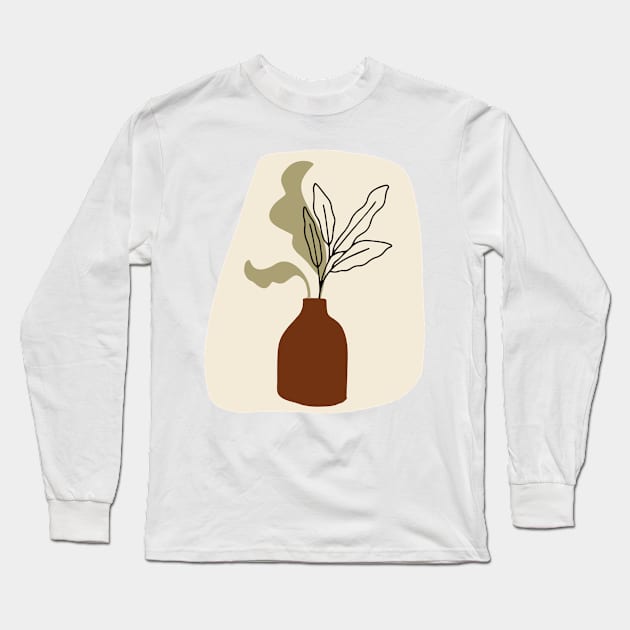 Minimal Modern  Terraccota  Pottery Abstract Shape  Design Long Sleeve T-Shirt by zedonee